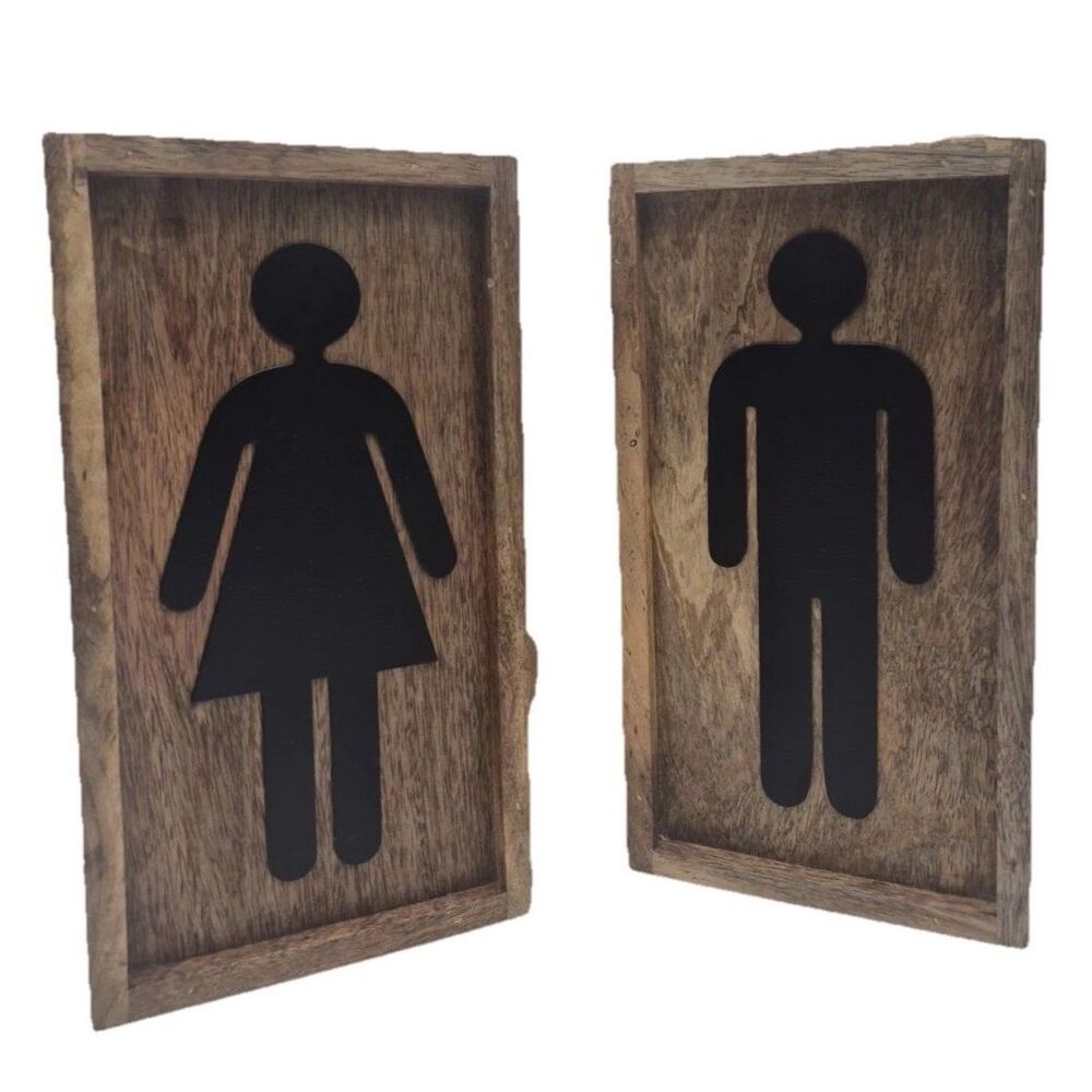MyGift Wooden Hanging Signs, Male Female Symbol,  2 Piece Set Made In India